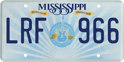 MS license plate LRF966