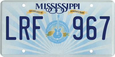 MS license plate LRF967