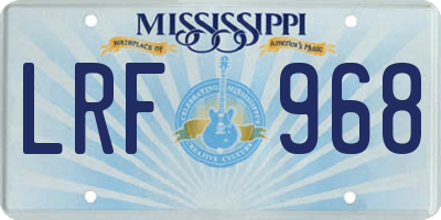MS license plate LRF968