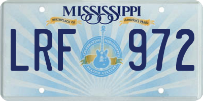 MS license plate LRF972