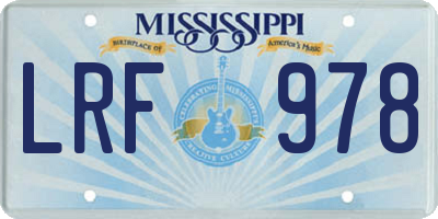 MS license plate LRF978