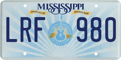 MS license plate LRF980