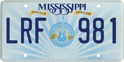 MS license plate LRF981