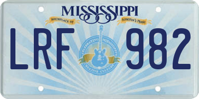 MS license plate LRF982