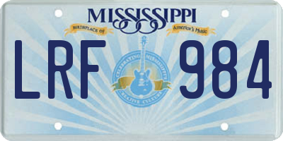 MS license plate LRF984