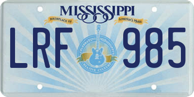 MS license plate LRF985