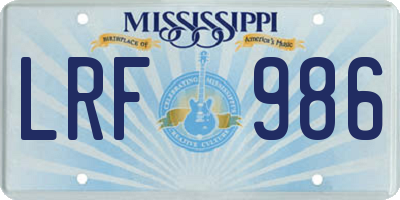 MS license plate LRF986