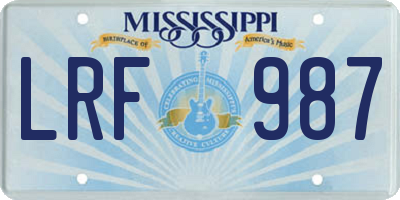 MS license plate LRF987