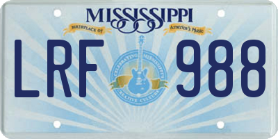 MS license plate LRF988