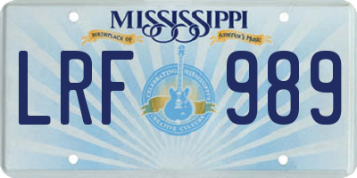 MS license plate LRF989