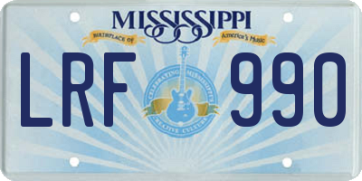 MS license plate LRF990