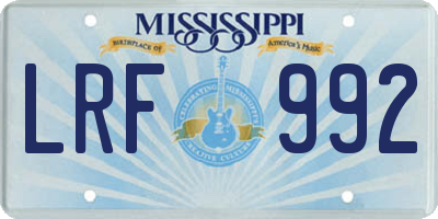 MS license plate LRF992