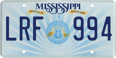 MS license plate LRF994