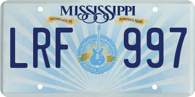 MS license plate LRF997