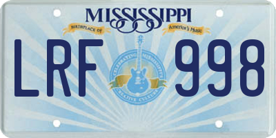 MS license plate LRF998