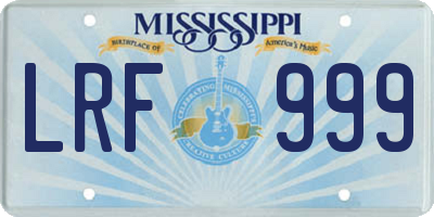 MS license plate LRF999