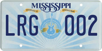 MS license plate LRG002