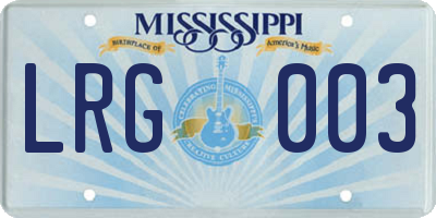 MS license plate LRG003
