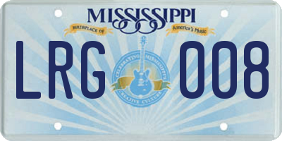 MS license plate LRG008