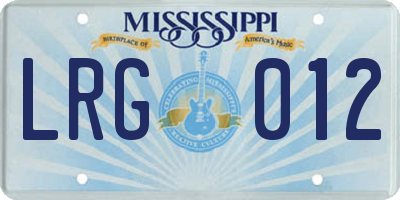 MS license plate LRG012
