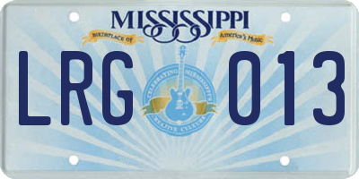 MS license plate LRG013