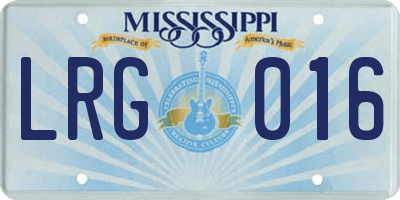 MS license plate LRG016