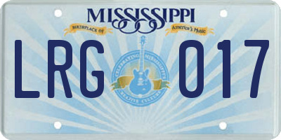 MS license plate LRG017