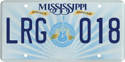 MS license plate LRG018