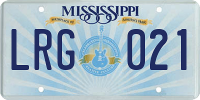 MS license plate LRG021