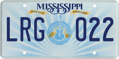 MS license plate LRG022