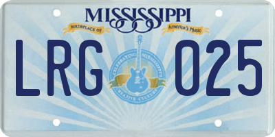 MS license plate LRG025