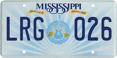 MS license plate LRG026