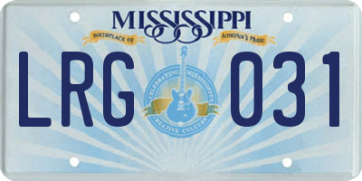 MS license plate LRG031