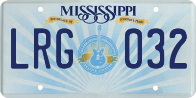 MS license plate LRG032