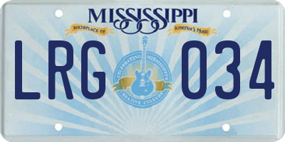 MS license plate LRG034