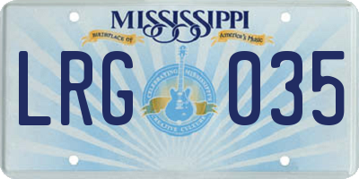 MS license plate LRG035
