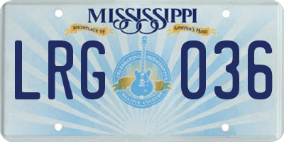 MS license plate LRG036