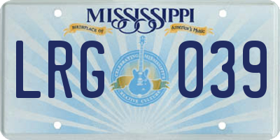 MS license plate LRG039