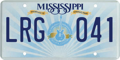 MS license plate LRG041