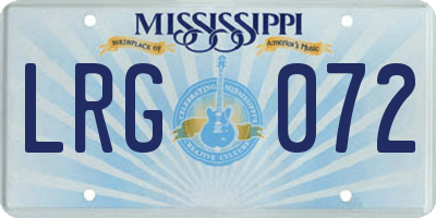 MS license plate LRG072