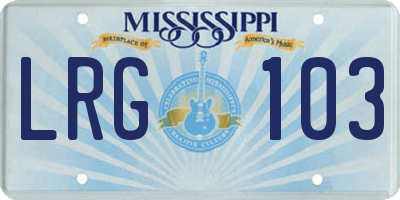 MS license plate LRG103