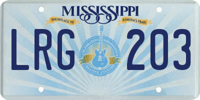 MS license plate LRG203