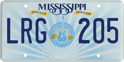 MS license plate LRG205