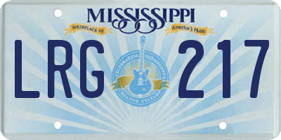 MS license plate LRG217