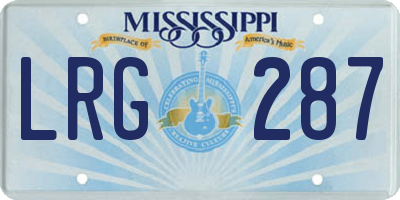 MS license plate LRG287