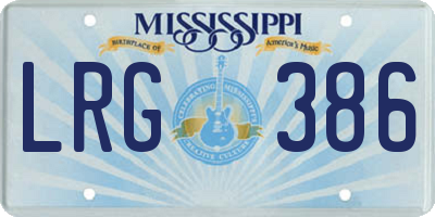 MS license plate LRG386