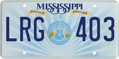 MS license plate LRG403