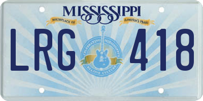 MS license plate LRG418