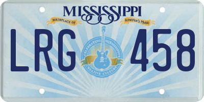 MS license plate LRG458