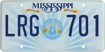 MS license plate LRG701
